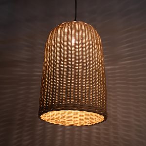 Bell-shaped rattan pendant lights