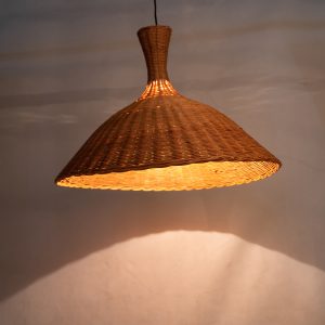Funnel-shaped rattan lampshade for home decor